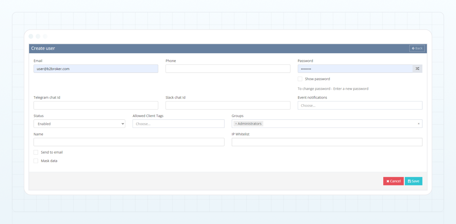 Create user page
